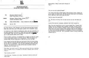 In questa nota del 1996 spedita al vicario dell'arcidiocesi per il clero si parla della preoccupazione per Michael Baker, definito dalle autorità uno dei più pericolosi sacerdoti molestatori di bambini. In questa versione del documento è redatto solo il nome della vittima